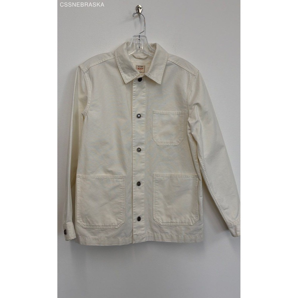 Old Navy White Workwear Denim Tall Long Sleeve Button Down Jacket -Size S